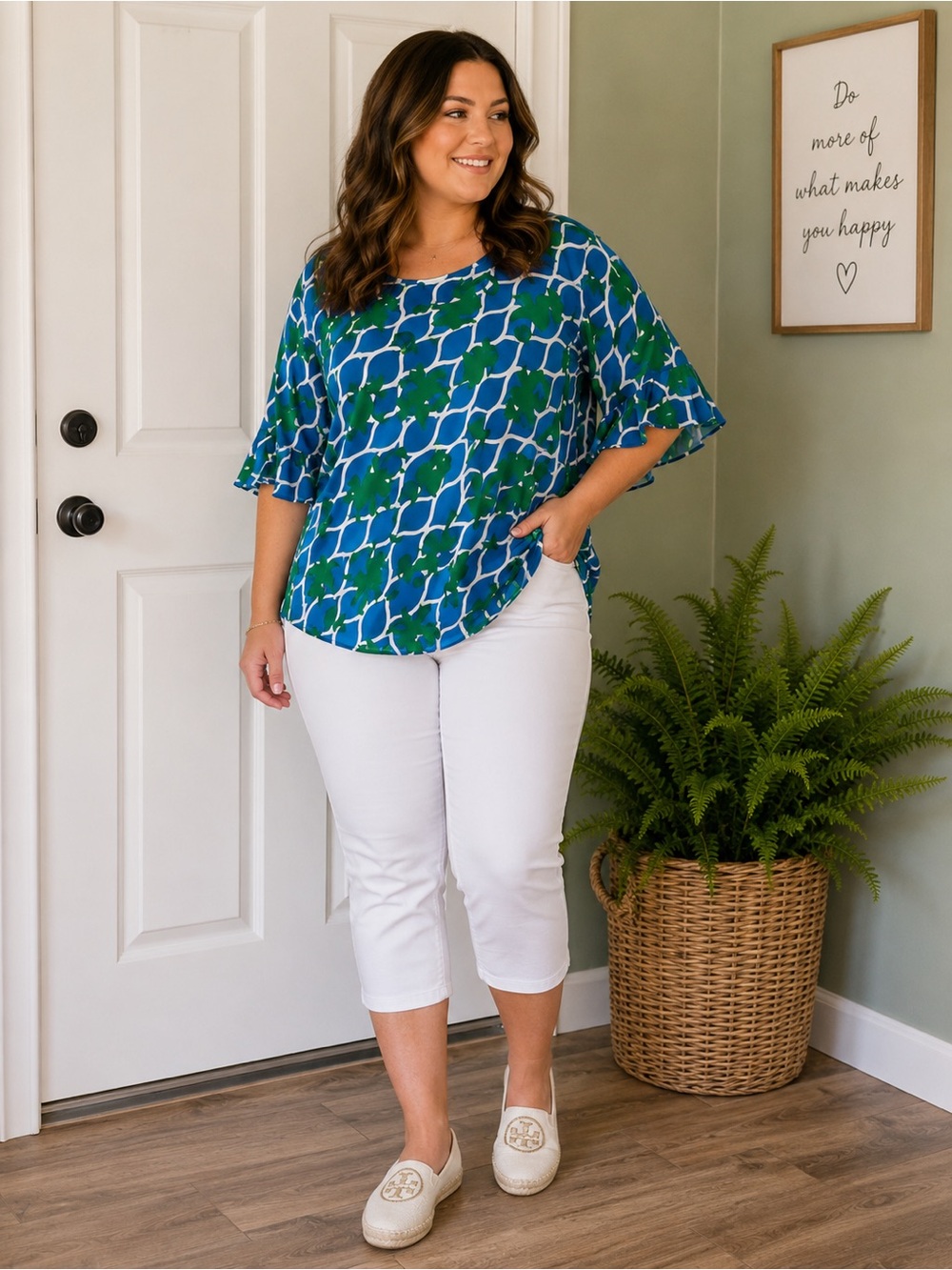 Escapada Blue and Green Patterned Blouse